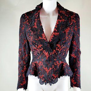 Thierry Mugler Vintage Lace Red and Black Blazer